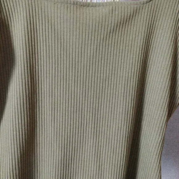 INC International Concepts Olive Green Ribbed Tank Top XL Stretch Square Neck - Picture 7 of 7